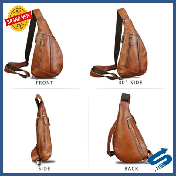 Genuine Leather Crossbody Sling Backpack for Travel Hiking main image 7